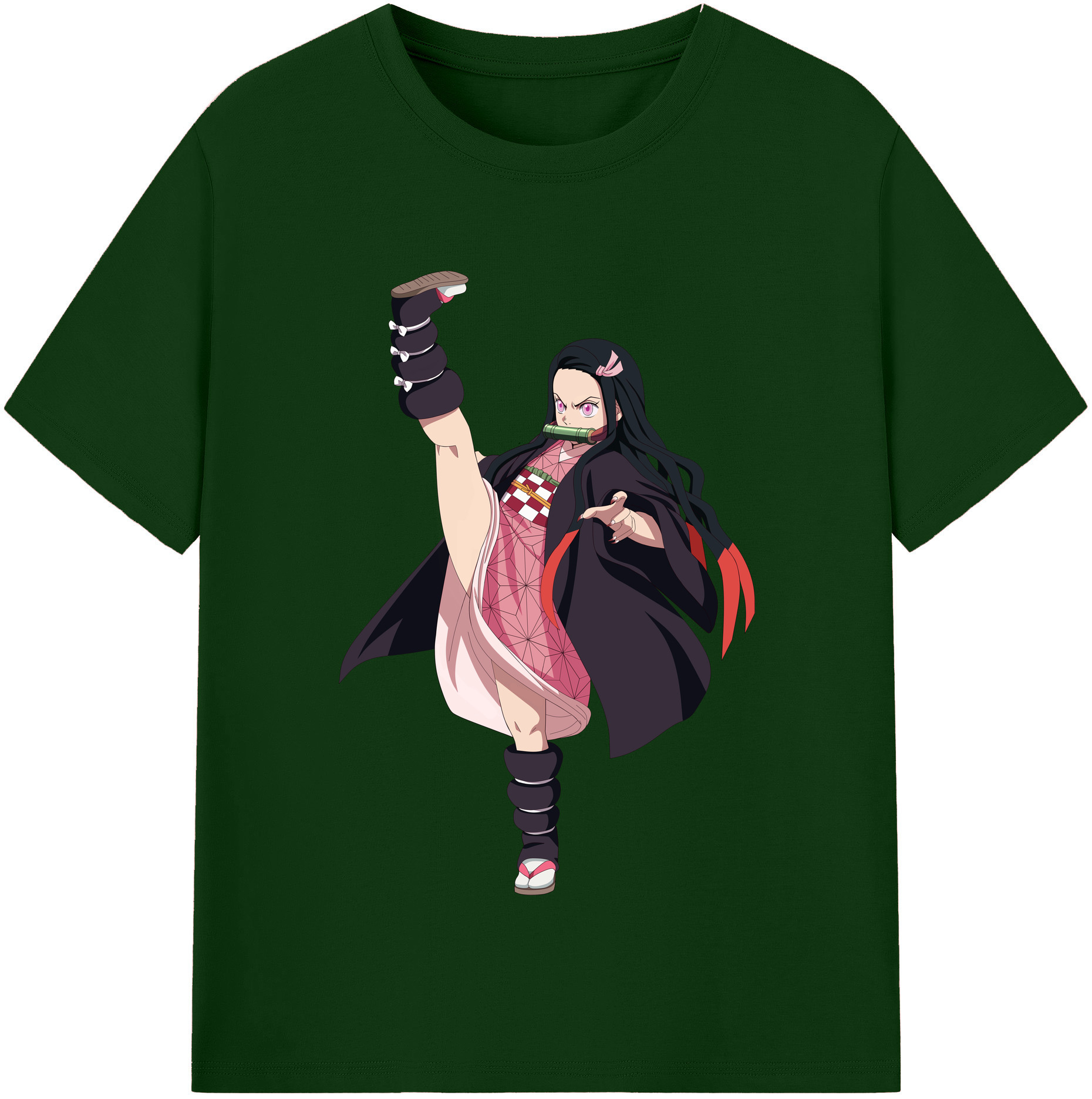 （画像用） 鬼滅の刃（きめつのやいば）竈門 禰󠄀豆子／かまど ねずこ Kamado Nezuko 綿100％半袖Tシャツ（フロントプリント）